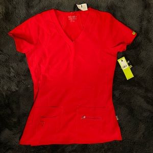 Red scrub top